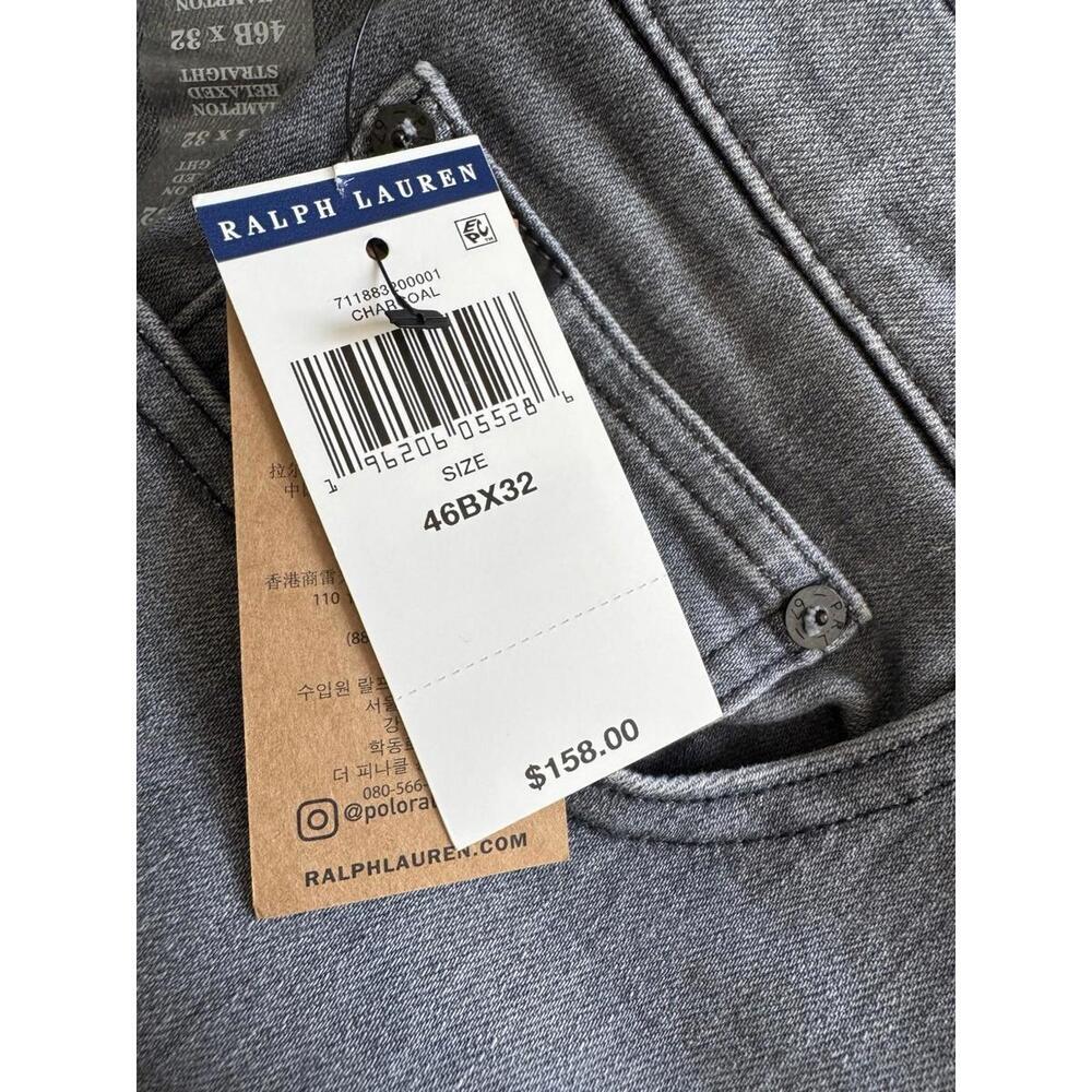 Polo Ralph Lauren Men 46BIG X 32L Hampton Relaxed Straight Stretch Jean Charcoal - Picture 7 of 9